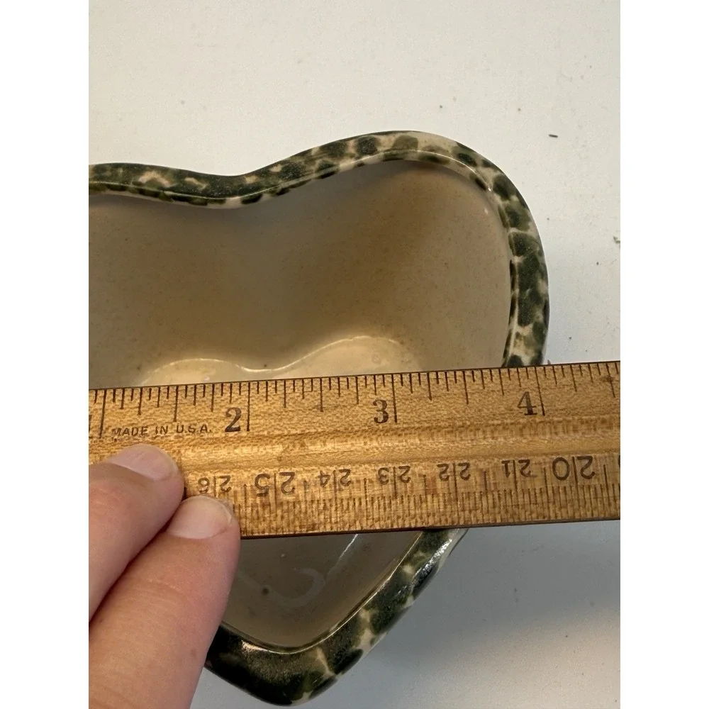 Heart-Shaped‎ Blue Navy Spongeware Pottery 3.5 x 2